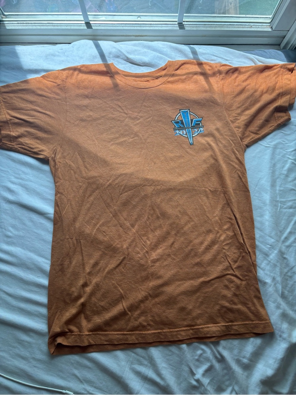 Rust Orange Short-Sleeve Crew Tee with Small Chest Logo